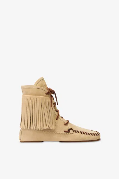 Paris Texas Boots In Ecru Suede Leather