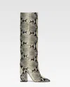 Paris Texas Boots In Grey Printed Python In Animal Print
