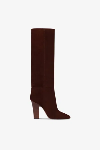Paris Texas Boots In Mahogany Calf Suede Leather In Brown