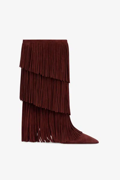 Paris Texas Boots In Mahogany Suede Leather In Brown