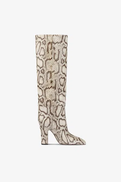 Paris Texas Boots In Natural Printed Python Leather