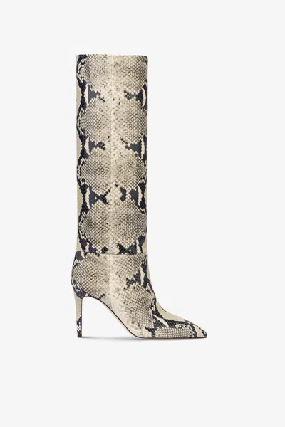 Paris Texas Boots In Natural Python-print Leather