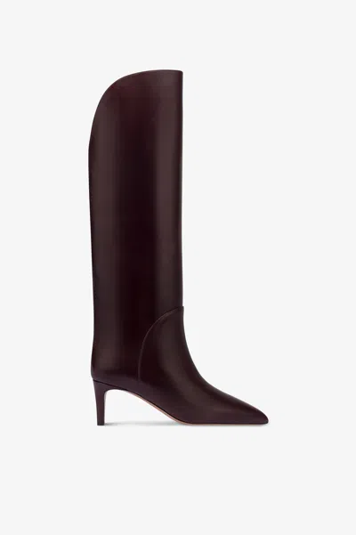 Paris Texas Boots In Pinot Noir Calf Leather. In Burgundy