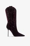 Paris Texas Boots In Pinot Noir Velvet. In Burgundy