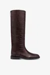 Paris Texas Boots In Rouge Noir Croco-embossed Leather