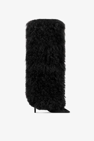 Paris Texas Boots In Suede And Off-black Mongolian Fur