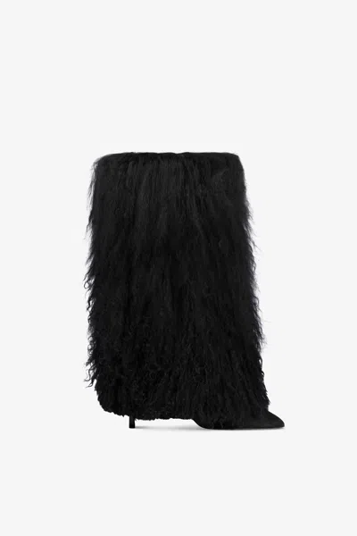 Paris Texas Boots In Suede And Off-black Mongolian Fur