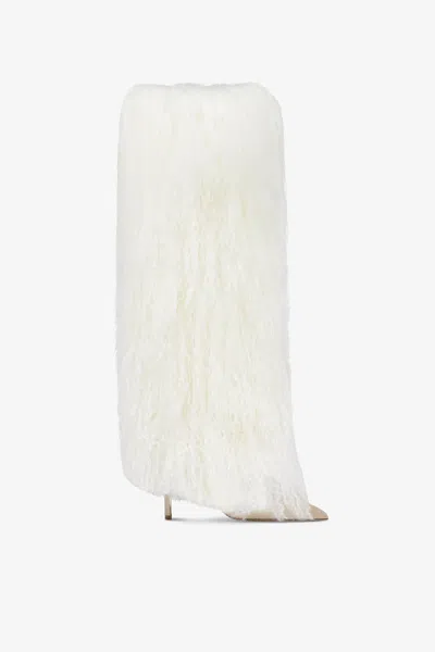 Paris Texas Boots In Suede And White Mongolian Fur