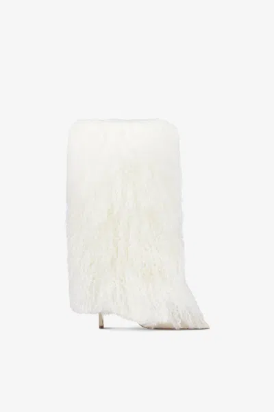 Paris Texas Boots In Suede And White Mongolian Fur
