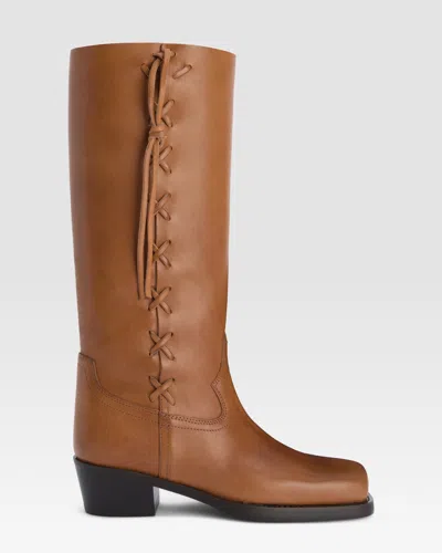 Paris Texas Boots In Tan Calf Leather In Brown