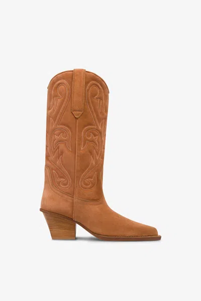 Paris Texas Boots In Terracotta Suede Leather In Brown