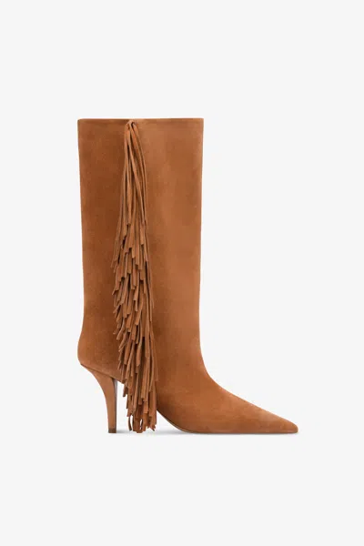 Paris Texas Boots In Terracotta Suede Leather In Brown