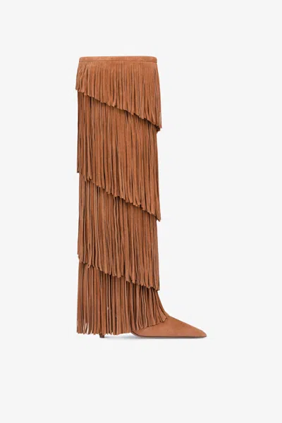 Paris Texas Boots In Terracotta Suede Leather In Brown