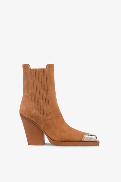 Paris Texas Boots In Terracotta Suede Leather In Brown