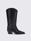 Paris Texas Western Style Leather Knee Length Boots In Black