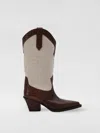 Paris Texas Crocodile-effect Leather And Canvas Rosario Western Boots Wi In Brown