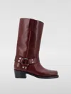 Paris Texas Studded Leather Block Heel Mid-calf Boots In Burgundy