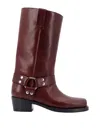 Paris Texas Studded Leather Block Heel Mid-calf Boots In Burgundy