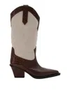 Paris Texas Crocodile-effect Leather And Canvas Rosario Western Boots Wi In Beige