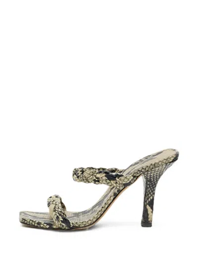 Pre-owned Paris Texas Braided Python-embossed Sandals In Neutral
