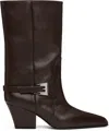 Paris Texas Jane Buckle Midcalf Western Boot In Mocha