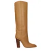Paris Texas Brown Leather High Heel Boots In Brown