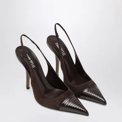 PARIS TEXAS BROWN SUEDE AND LEATHER SLINGBACK