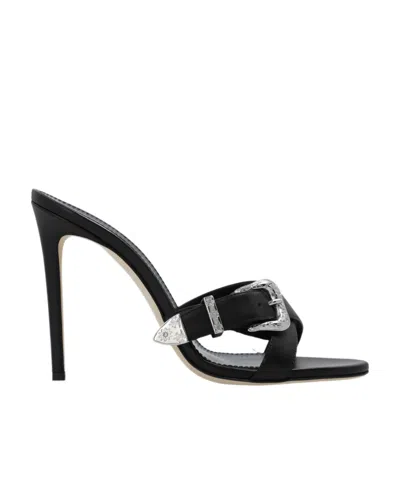 Paris Texas Buckle-detail Mules In Black