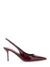 Paris Texas Pointed Toe Patent Slingback Heels With 70 Mm Stiletto In Burgundy