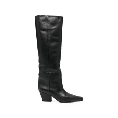 Paris Texas Calf Leather Knee-high Boot In Black