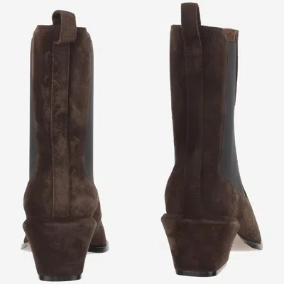 Paris Texas Calf Suede Ankle Boot In Brown