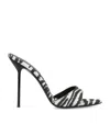 Paris Texas Lidia Zebra-print Canvas Mules In White