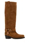 Paris Texas Waxed Suede Mid-calf Boots With Squared Toe In Rhum