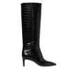 Paris Texas Dark Bordeaux High Boots With Stiletto Heel In Croco Embossed Leather Woman