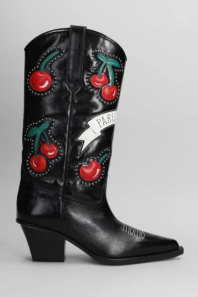 Paris Texas Cherry Blossom 60 Texan Boots In Black
