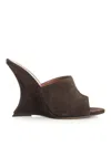 Paris Texas Suede Nina Wedge Mules 105 In Brown