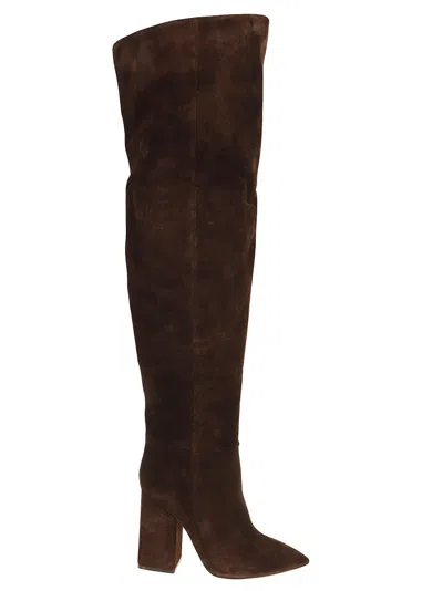 Paris Texas Chocolate Anja Over-the-knee Suede Calfskin Boots