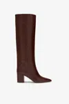 Paris Texas 100mm Crocodile-effect Leather Knee-high Boots In Brown