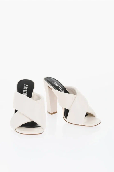 Paris Texas Criss-cross Daphne Leather Mules Heel 11 Cm In White