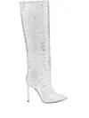 Paris Texas Snake-effect Leather Knee-high Boots In Silver