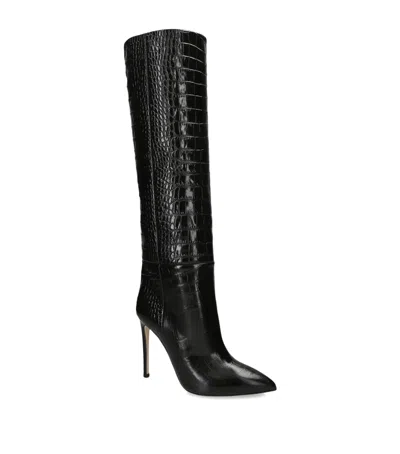 PARIS TEXAS CROC-EMBOSSED KNEE-HIGH BOOTS 105