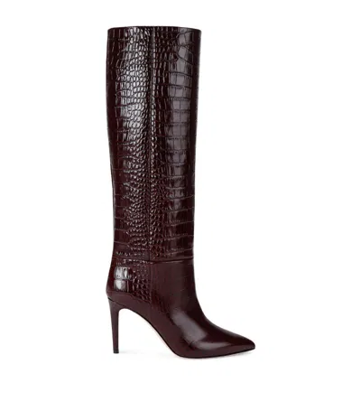 Paris Texas Croc-embossed Leather Knee-high Boots 85 In Wine