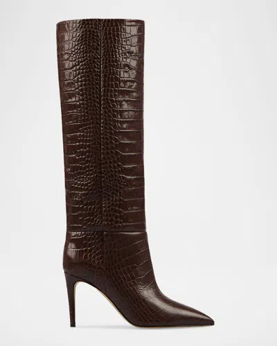 Paris Texas Croc-embossed Leather Stiletto Boots