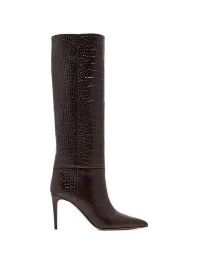 Paris Texas 60mm Croc-embossed Leather Knee-high Boots In Burgundy