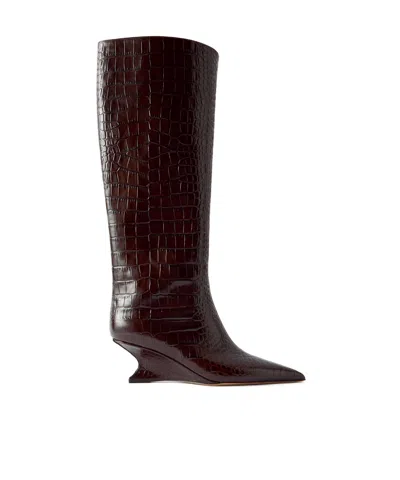Paris Texas Nina 50 Croc-effect Leather Knee Boots In Multi