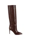 Paris Texas Ebony Stiletto Boot 85 Pointed Crocodile-effect Leather Boots In Brown