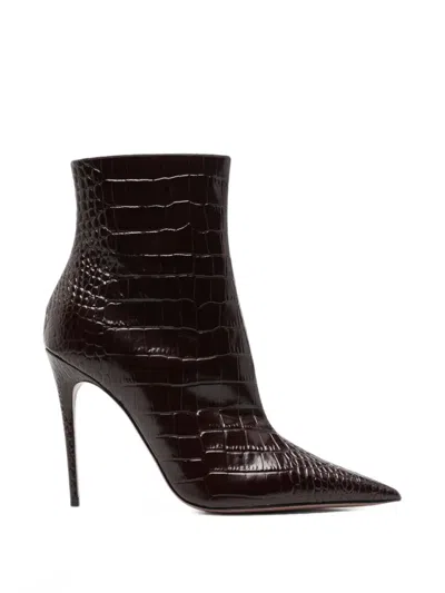 Paris Texas Croc-effect Vera Ankle Boots In Brown