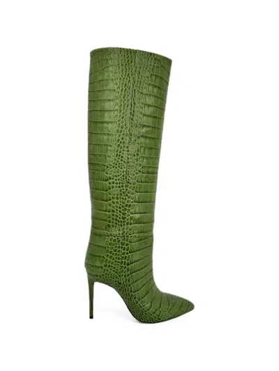 Pre-owned Paris Texas Croc-embossed Knee-length Boots In Green