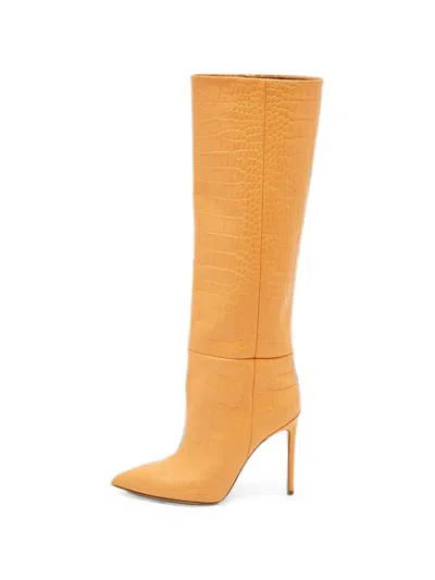 Pre-owned Paris Texas Croc-embossed Leather Boots In Orange