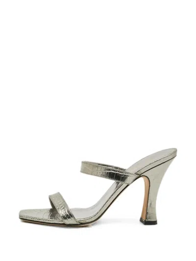 Pre-owned Paris Texas Croc-embossed Open-toe Sandals In Silver